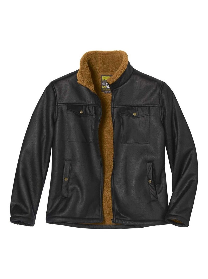 Blouson Aviateur Suédine Noir Doublé Sherpa  - Atlas For Men Noir - Kiabi