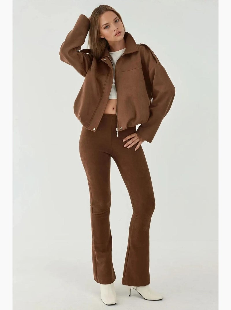 Blouson aviateur texturé avec col de veste hiccup Camel - Kiabi