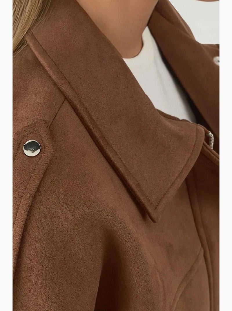 Blouson aviateur texturé avec col de veste hiccup Camel - Kiabi