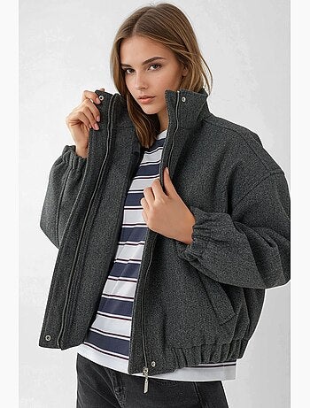Blouson aviateur texturé avec col de veste hiccup