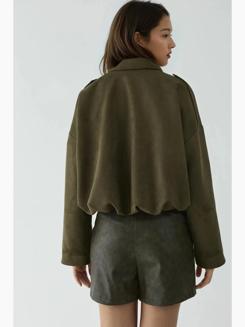 Blouson aviateur texturé avec col de veste hiccup Kaki - Kiabi