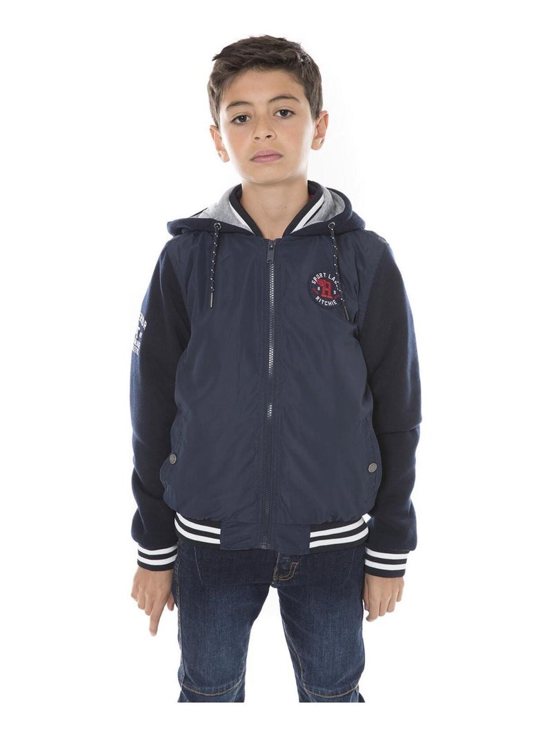 Blouson bimatière capuche ZOUX BOY Bleu marine - Kiabi