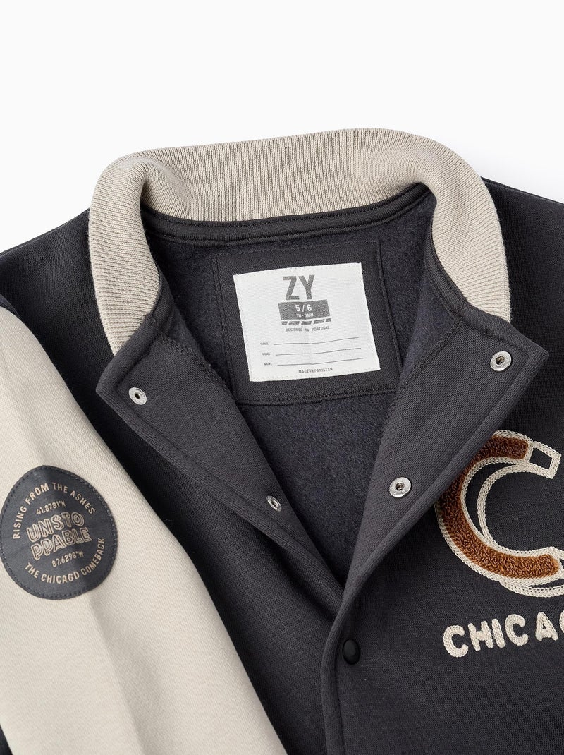Blouson bombardier, perchoir CHICAGO Gris foncé - Kiabi