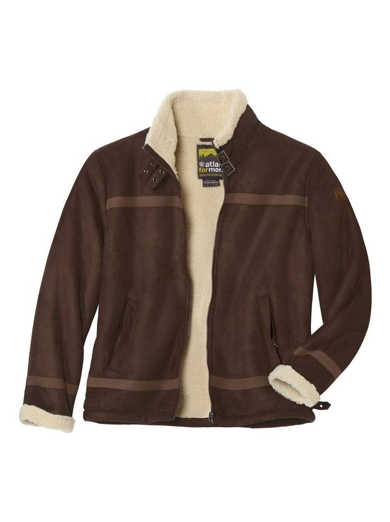 Blouson Bombardier Suédine et Sherpa  - Atlas For Men Marron - Kiabi