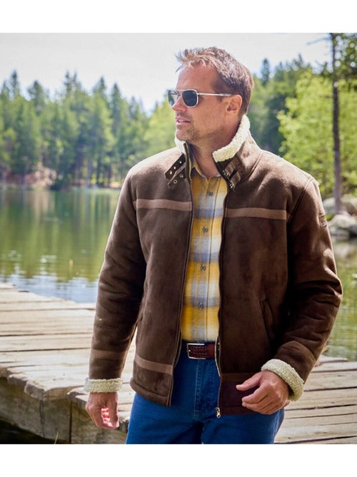 Blouson Bombardier Suédine et Sherpa   - ATLAS FOR MEN - Kiabi