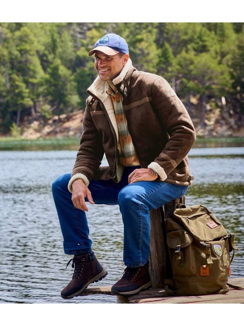 Blouson Bombardier Suédine et Sherpa   - ATLAS FOR MEN - Kiabi