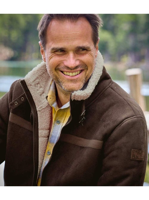 Blouson Bombardier Suédine et Sherpa   - ATLAS FOR MEN - Kiabi