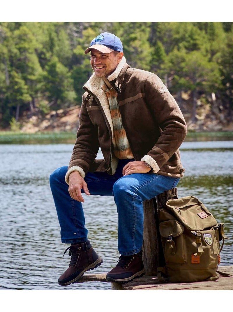Blouson bombardier suédine et sherpa   - atlas for men Marron - Kiabi