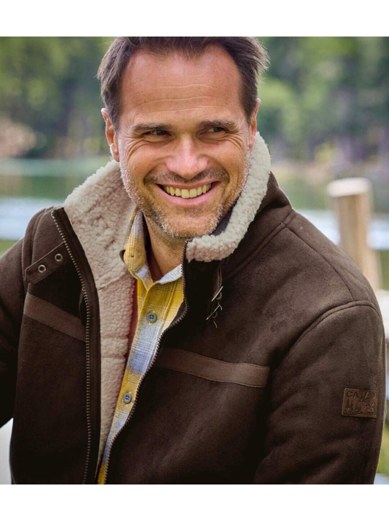 Blouson bombardier suédine et sherpa   - atlas for men Marron - Kiabi