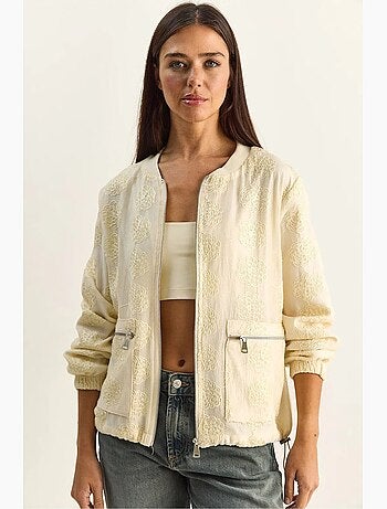 Blouson bomber à broderie florale lucci