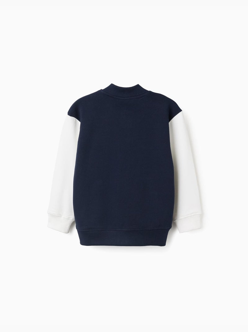 Blouson bomber avec imprimé sur la poitrine Bleu foncé - Kiabi