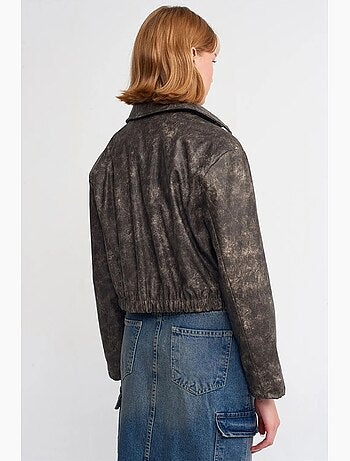 Blouson bomber court en similicuir dilvin