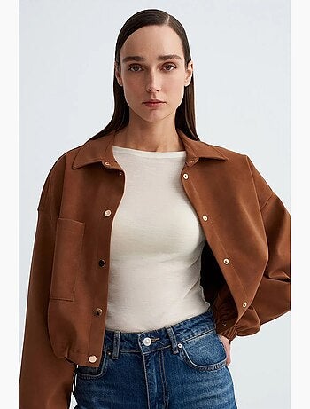 Blouson bomber court oversize en suédine dilvin