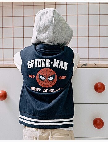 Blouson bomber en coton peigné à capuche spider-man