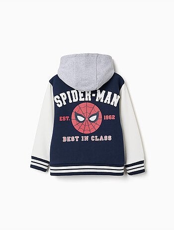 Blouson bomber en coton peigné à capuche spider-man