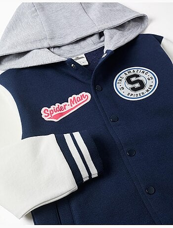 Blouson bomber en coton peigné à capuche spider-man