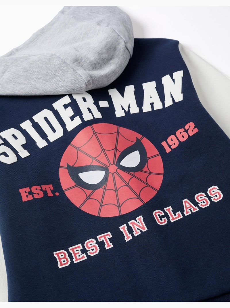 Blouson bomber en coton peigné à capuche spider-man Bleu foncé - Kiabi