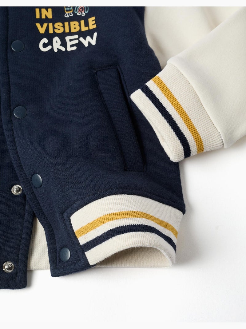 Blouson bomber en coton peigné avec imprimé Bleu foncé - Kiabi