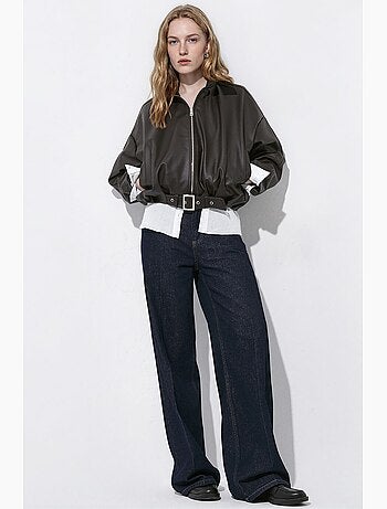 Blouson bomber en simili cuir ceinturé hiccup