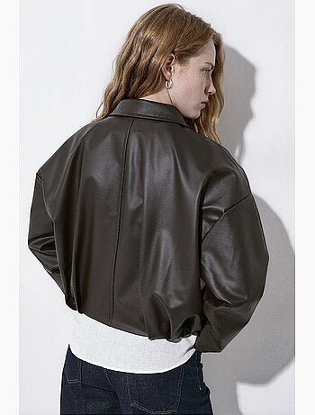 Blouson bomber en simili cuir ceinturé hiccup