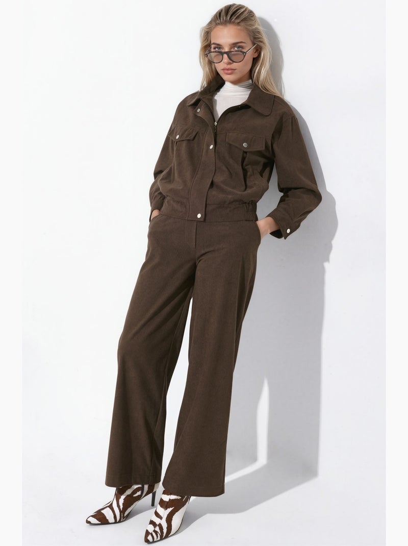 Blouson bomber en velours avec détail de poche hiccup Marron chocolat - Kiabi