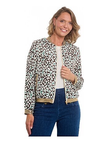 Blouson bomber léopard détails dorés