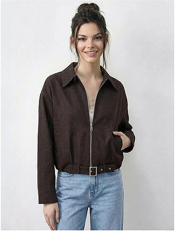 Blouson bomber oversize en jean avec ceinture lucci