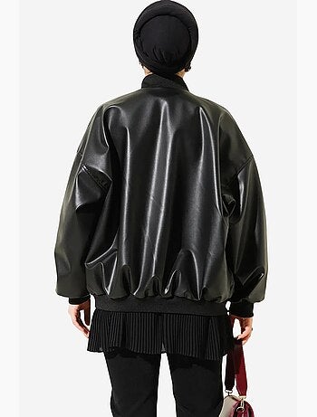 Blouson bomber oversize en simili cuir color block bdart