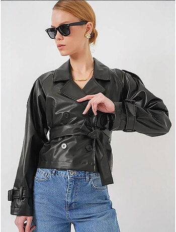 Blouson bomber oversize en similicuir avec détails en patch bdart