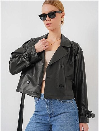 Blouson bomber oversize en similicuir avec détails en patch bdart