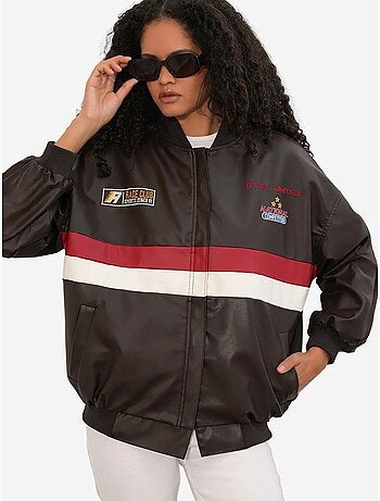 Blouson bomber oversize en similicuir avec détails en patch bdart