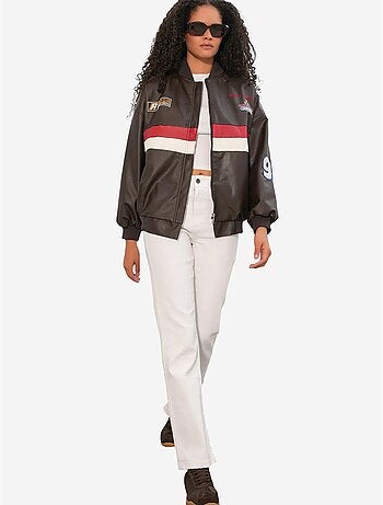 Blouson bomber oversize en similicuir avec détails en patch bdart
