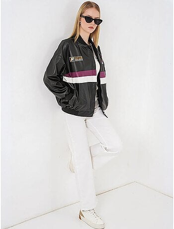 Blouson bomber oversize en similicuir avec détails en patch bdart