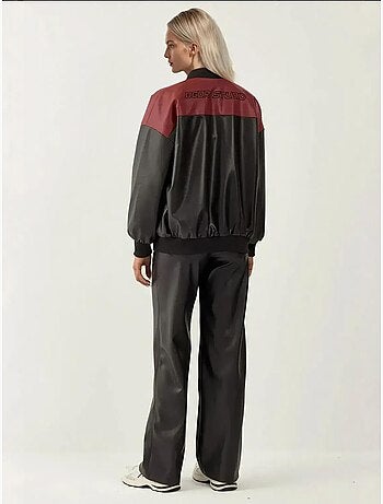 Blouson bomber oversize en similicuir avec détails en patch bdart
