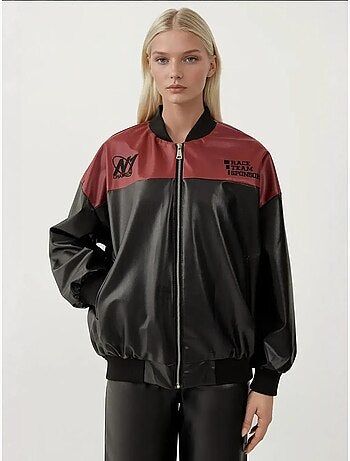 Blouson bomber oversize en similicuir avec détails en patch bdart