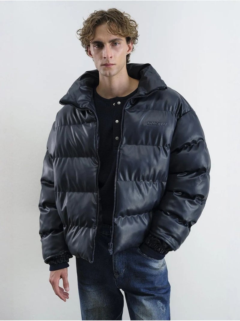 Blouson bomber texturé avec fermeture éclair giesto Bleu marine - Kiabi
