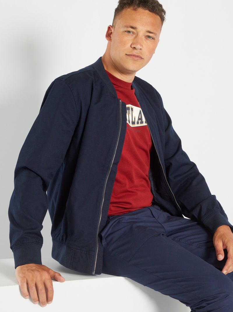 Blouson Bomber uni Bleu - Kiabi