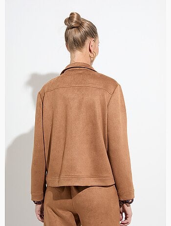 Blouson boutonné tissu suédé col cranté - Afibel