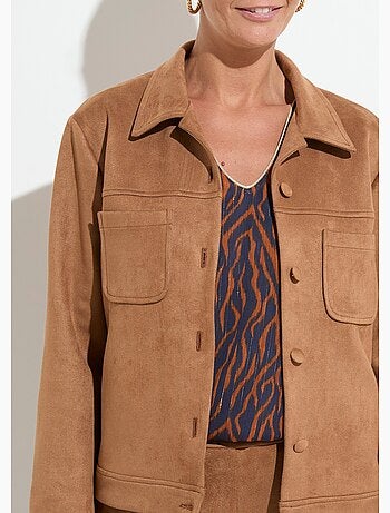 Blouson boutonné tissu suédé col cranté - Afibel