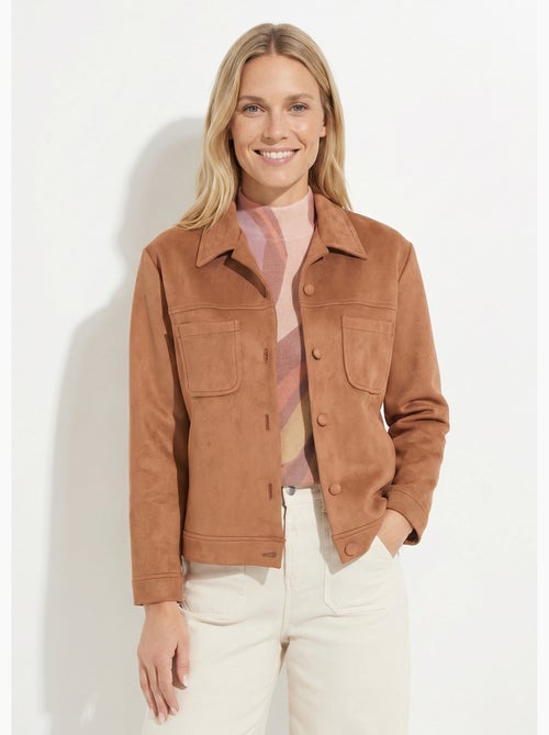 Blouson boutonné tissu suédé col cranté - Afibel - Kiabi
