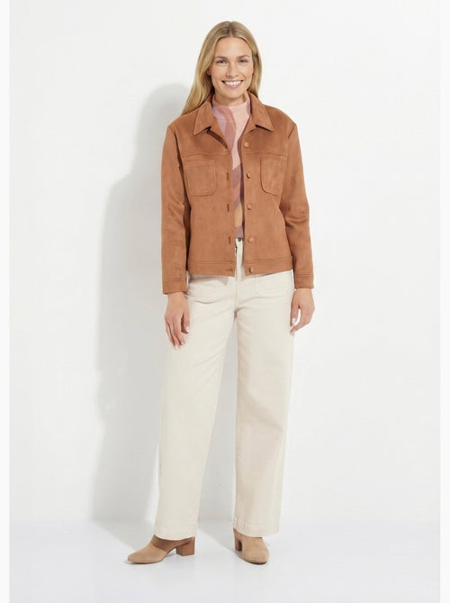 Blouson boutonné tissu suédé col cranté - Afibel - Kiabi