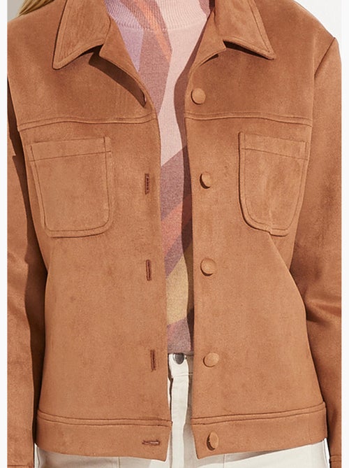 Blouson boutonné tissu suédé col cranté - Afibel - Kiabi