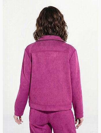 Blouson boutonné tissu suédé col cranté - afibel