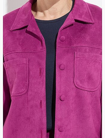 Blouson boutonné tissu suédé col cranté - afibel