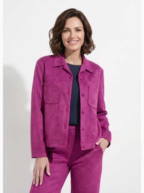 Blouson boutonné tissu suédé col cranté - Afibel - Kiabi Blouson boutonné tissu suédé col cranté - Afibel - Kiabi
