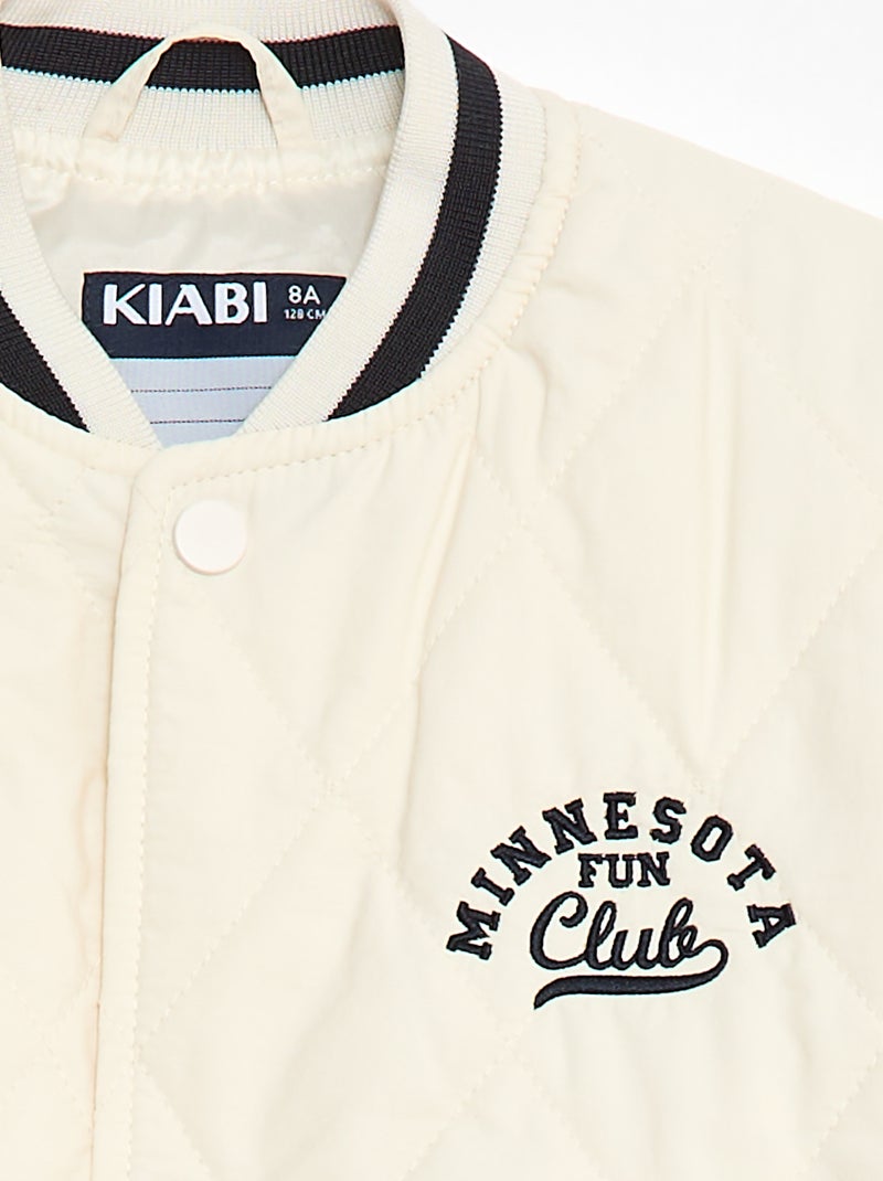 Blouson campus matelassé Blanc - Kiabi