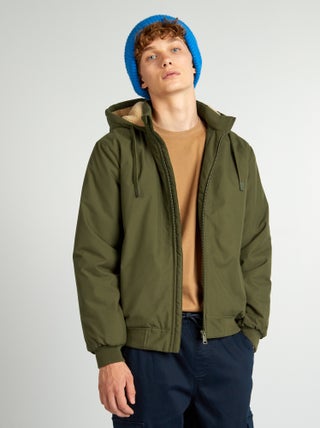 Blouson chaud  avec capuche doublée effet moutonnée