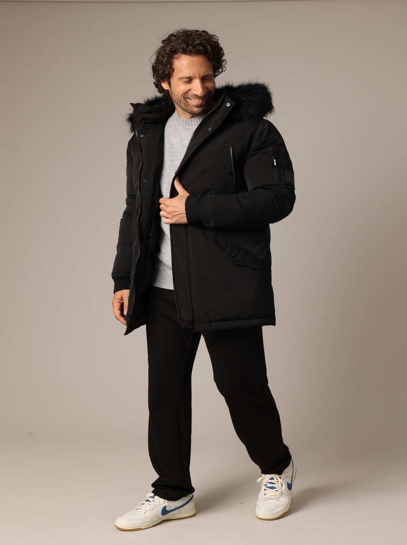Blouson chaud avec col en imitation fourrure
 'Deeluxe' Noir - Kiabi