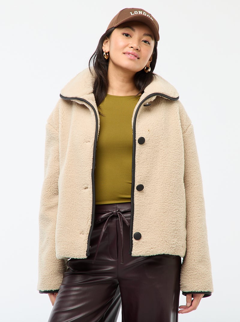 Blouson chaud effet moutonné Beige - Kiabi