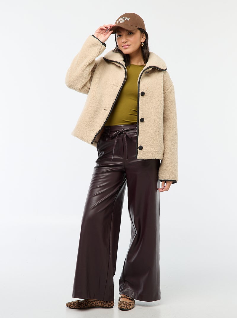 Blouson chaud effet moutonné Beige - Kiabi